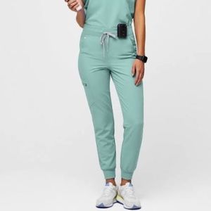 Wear FIGS - High Waisted Zamora Jogger Scrub Pants - Seaglass - Small Tall
